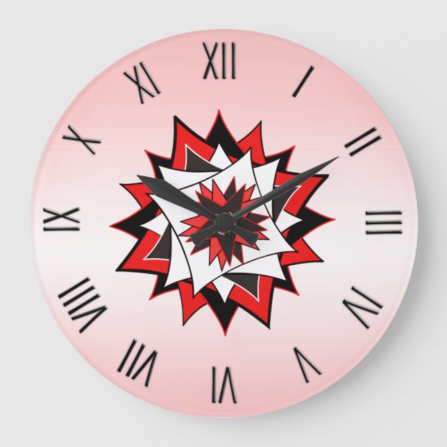 Country Star Red with Roman Numerals Large Clock (Front)