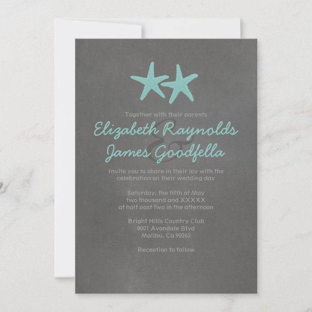 Country Starfish Beach Wedding Invitations (Front)