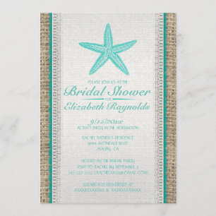 Country Starfish Bridal Shower Invitations