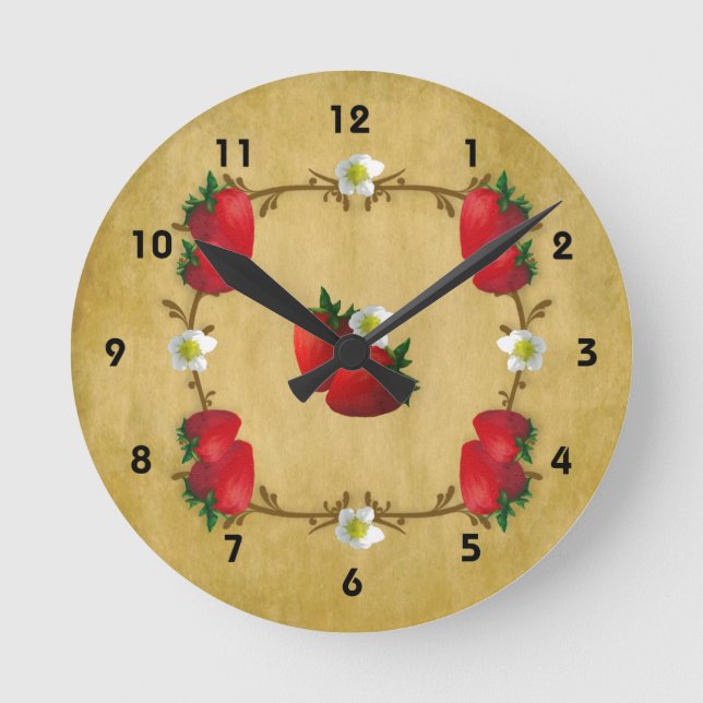 Country Strawberries Wall Clock (Front)