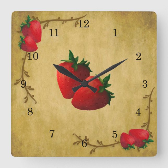 Country Strawberries Wall Clock (Front)