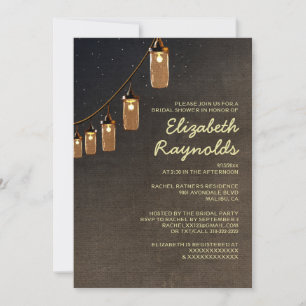 Country String Lights Bridal Shower Invitations