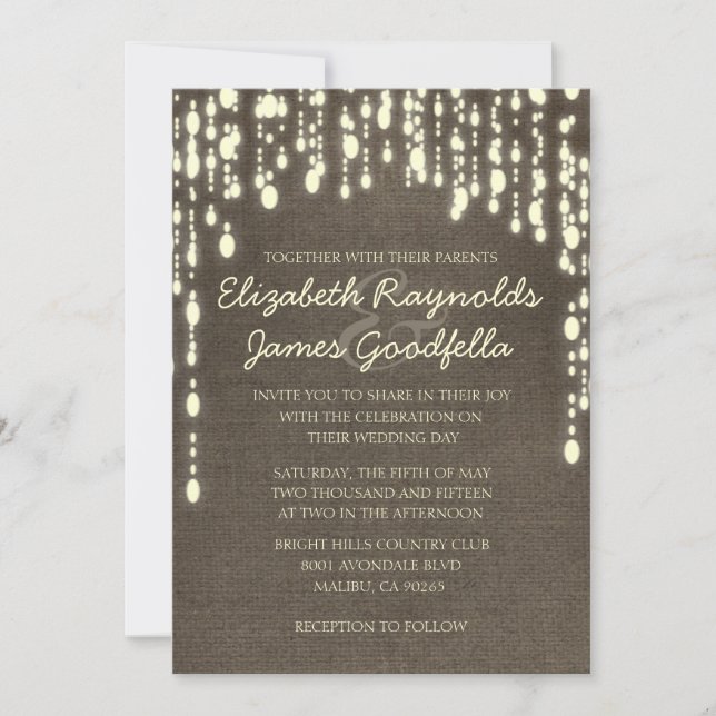 Country String of Lights Wedding Invitations (Front)