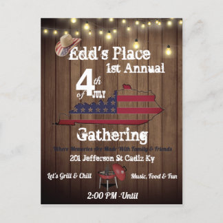 Country style 4th of July invitation Postcard