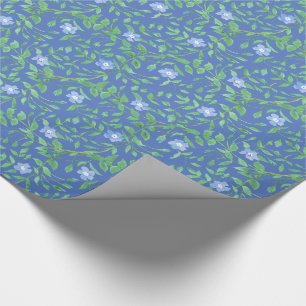 Country-style Blue Green Floral Periwinkle Pattern Wrapping Paper