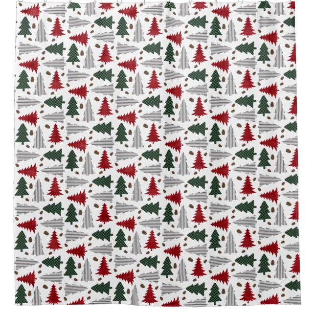 Country Style Christmas Trees Shower Curtain (Front)