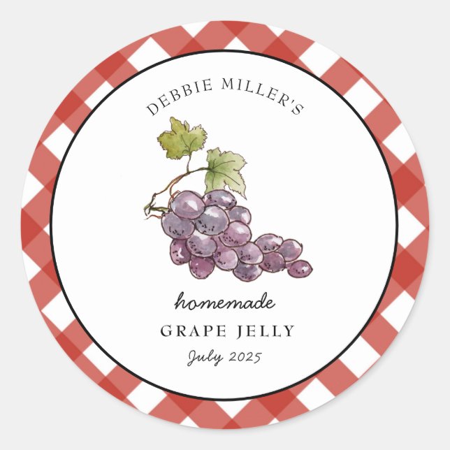 Country style Grape Jelly Canning jar label  (Front)