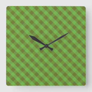 Country-style Green Check Gingham Wall Clock