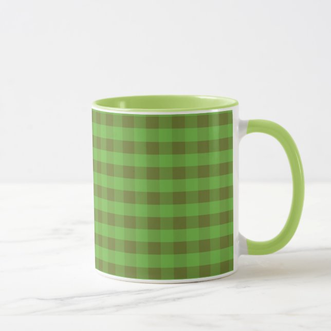 Country-style Green Check Ringer Coffee Mug Mug (Right)