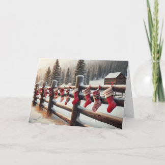 Country-style landscapes Christmas greeting cards. Holiday Card