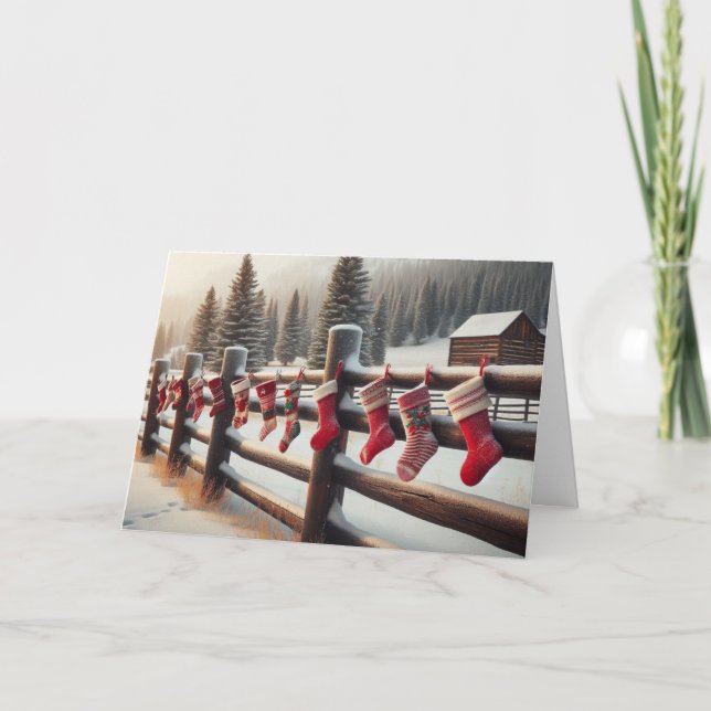 Country-style landscapes Christmas greeting cards. Holiday Card (Front)