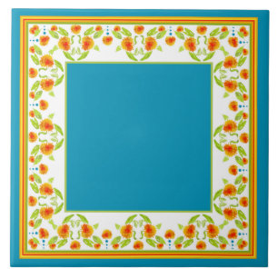 Country Style Marigolds Border Ceramic Tile