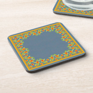 Country Style Marigolds Border Set of Coasters
