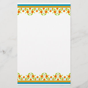 Country Style Marigolds Border Stationery