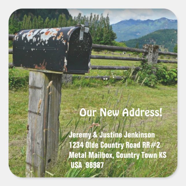 Country Style Metal Mailbox Square Sticker (Front)