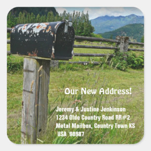 Country Style Metal Mailbox Square Sticker