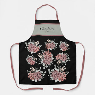 Country Style Pink Field Flower Bouquet Apron