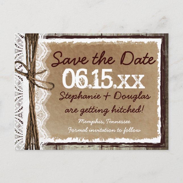 Country Style Rustic Save the Date Postcards (Front)