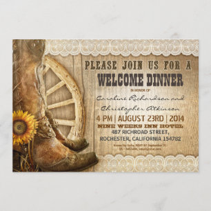 country style rustic wood welcome dinner invites