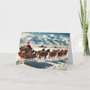 Country-style Santa Christmas greeting cards. Holiday Card