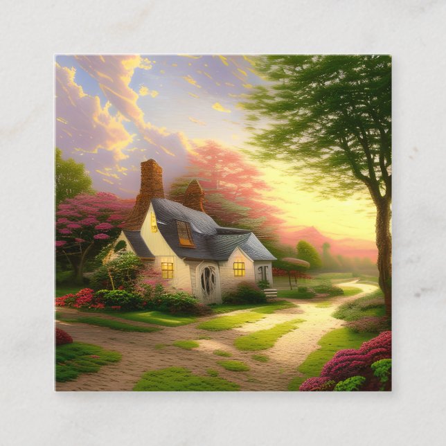 Country Style Watercolor Square Business Card (Front)