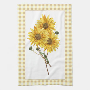 Country Style Yellow Cheick Sunflower  Tea Towel