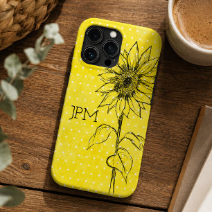 Country Style Yellow Dot Hand Drawn Sunflower  iPhone 13 Pro Case