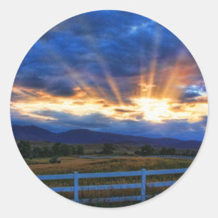 Country Sunbeam Ray Sunset Classic Round Sticker