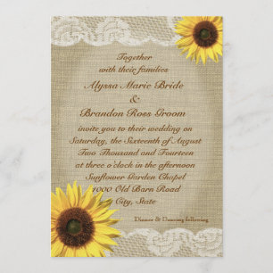 Country Sunflower and Lace Invitation