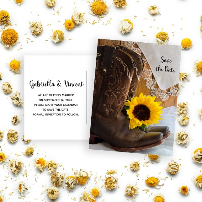 Country Sunflower and Lace Wedding Save the Date Announcement Postcard (Creator Uploaded)