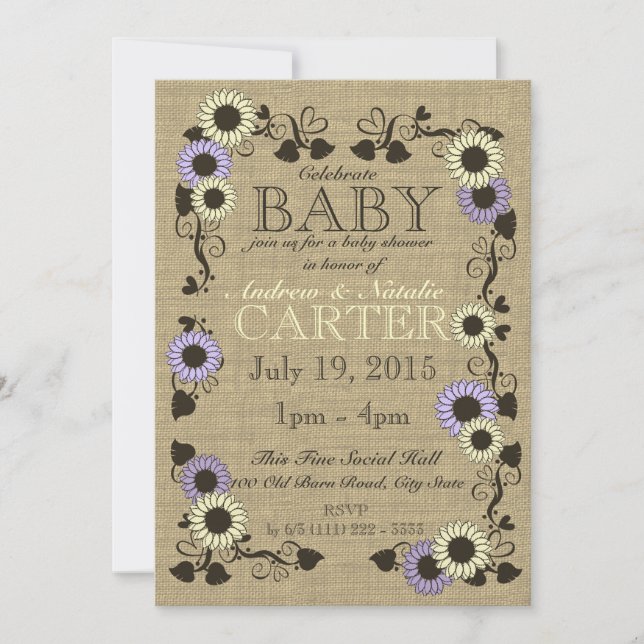 Country Sunflower Baby Shower Invitation (Front)