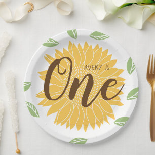 Country Sunflower Baby's 1st Birthday Paper Plate