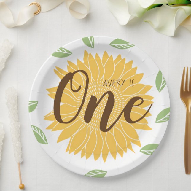 Country Sunflower Baby's 1st Birthday Paper Plate (Creator Uploaded)