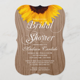 Country Sunflower Barn Wood Bridal Shower Invites