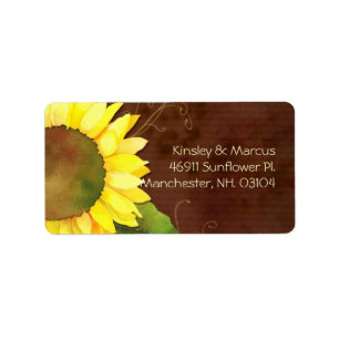 Country Sunflower Brown Wedding Address Label