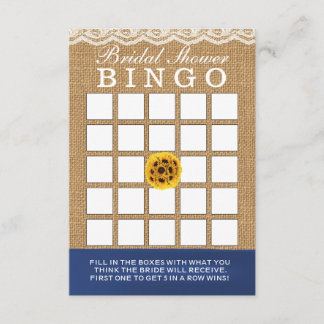 Country Sunflower Burlap Bridal Shower Bingo Cards