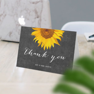 Country Sunflower Chalkboard Wedding Thank You
