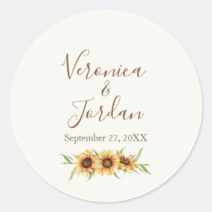 Country Sunflower Custom Wedding Stickers