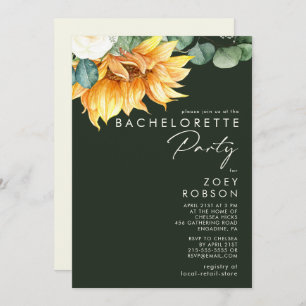 Country Sunflower   Dark Green Bachelorette Party Invitation