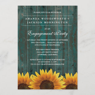 Country Sunflower Engagement Party Invitations