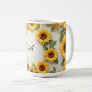 Country Sunflower Floral Design Coffee Mug