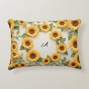 Country Sunflower Floral Design Decorative Cushion