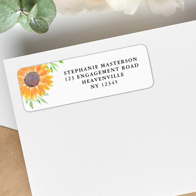 Country Sunflower Foliage Wedding Return Address Label (Creator Uploaded)