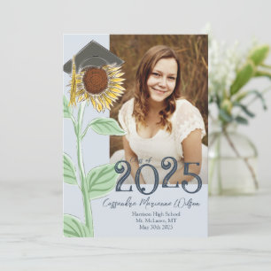 Country Sunflower Graduation Announcement Blue
