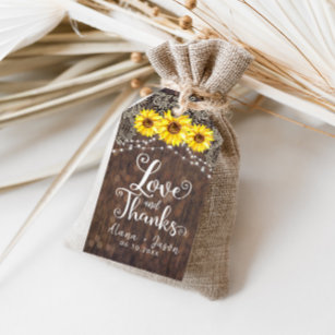 Country Sunflower Lace Wedding Favour Thank You Ta Gift Tags