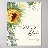 Country Sunflower | Light Yellow Guest Book Sign