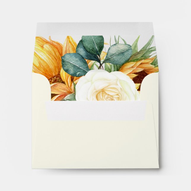 Country Sunflower Light Yellow Self Addressed RSVP Envelope (Back (Bottom))
