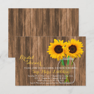 Country Sunflower Mason Jar Bridal Shower Invites