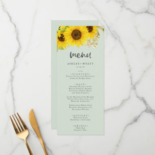 Country Sunflower Mint Wedding Dinner Menu