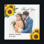 Country Sunflower Photo Wedding Favour Gift Magnet<br><div class="desc">Country Sunflower Photo Wedding Favour Gift magnet features rustic background , sunflower clip art , text & wedding couple photo template. A perfect sunflower wedding favour gift for your guests. Please click on the personalise button to customise it with your text or photo.Kindly visit my store " loveyouart" for other...</div>
